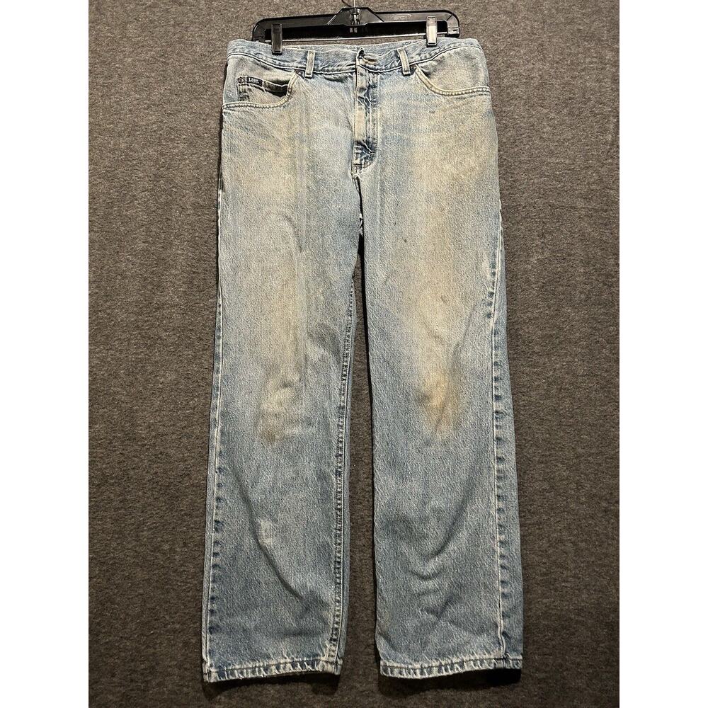 Vintage Lee Jeans Mens Size 34x30 USA MADE Light Wash‎ Blue Straight Leg Denim